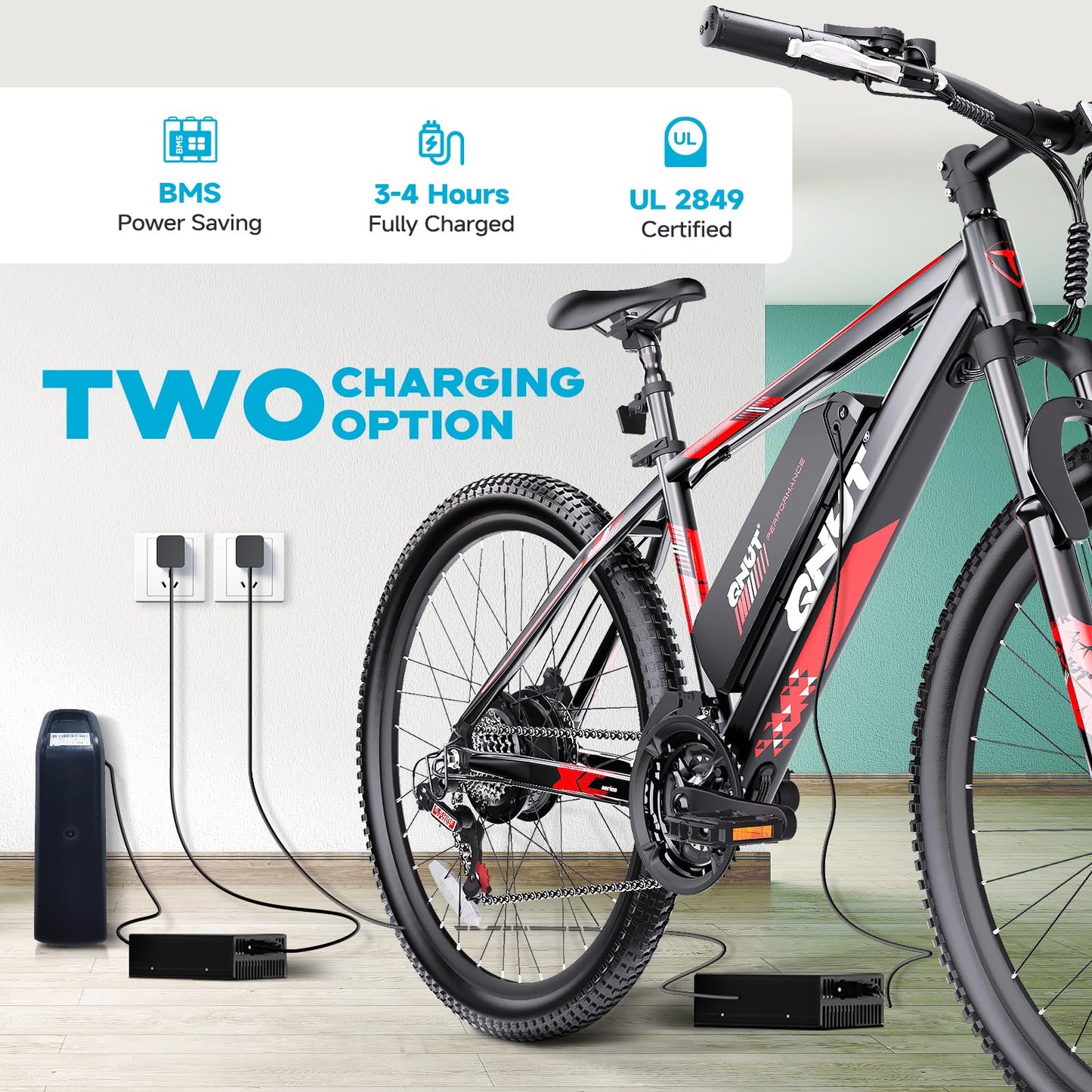 QNUT Electric Bike for Adults with Peak 1000W Motor 26" Victor Mountain Lightweight Ebike, 10.4Ah/7.8Ah Removable Battery Up to 40-60 Miles, 22MPH E Bike Commuter E-MTB for Teens, UL 2849 Certified