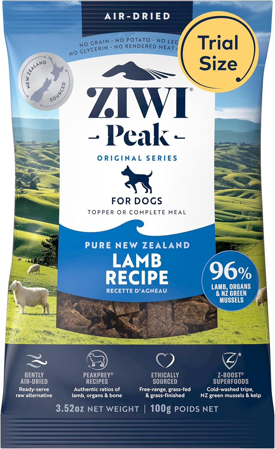 ZIWI Peak Air-Dried Dog Food Bundle - All Natural, High Protein, Grain Free & Limited Ingredient with Superfoods (Beef, Lamb & Chicken, 16oz Each)
