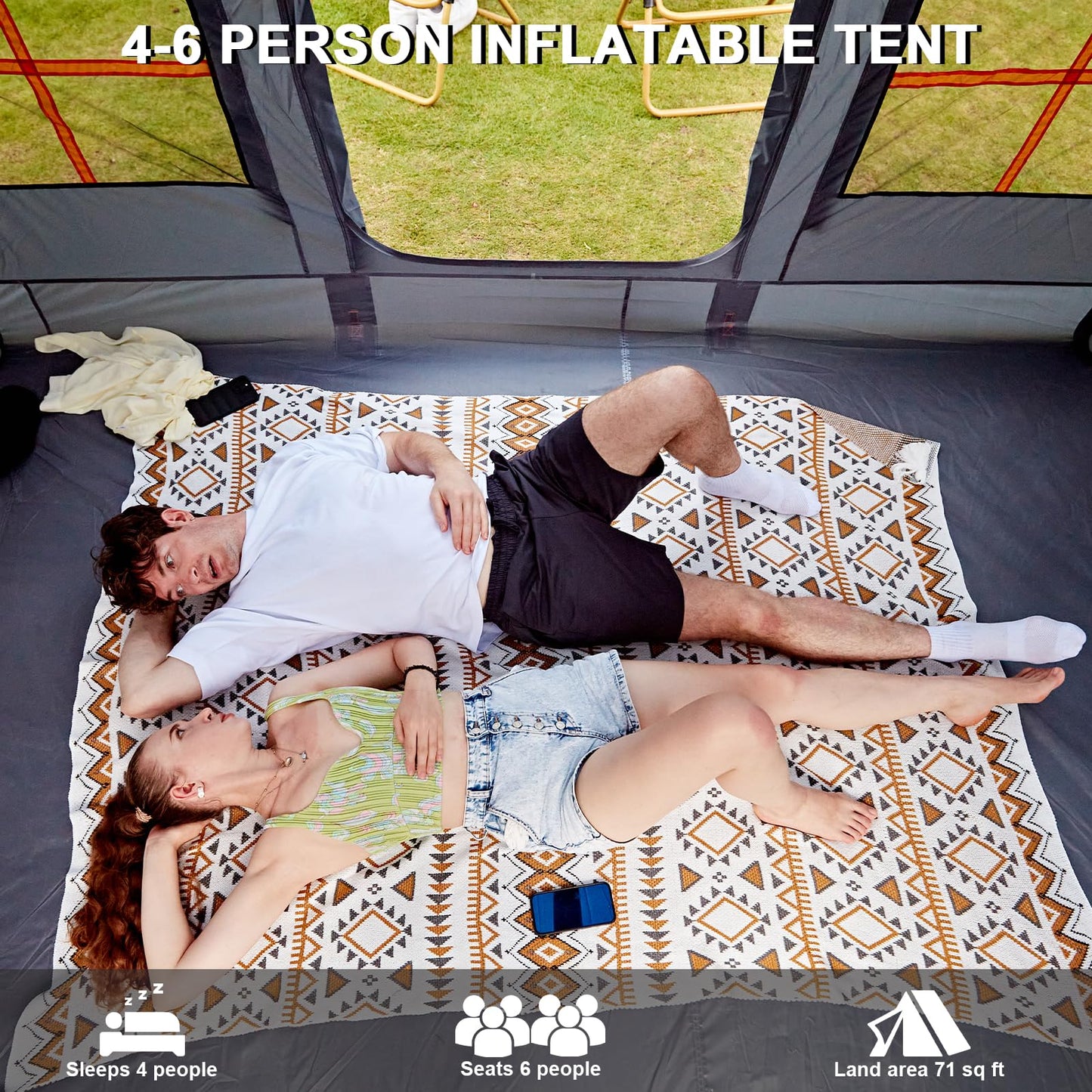 Inflatable Tents for Camping,Easy Blow Up Tent with Hand Pump,4 Seasons Waterproof Air Inflatable Camping Tent House for Family Weekend Camping