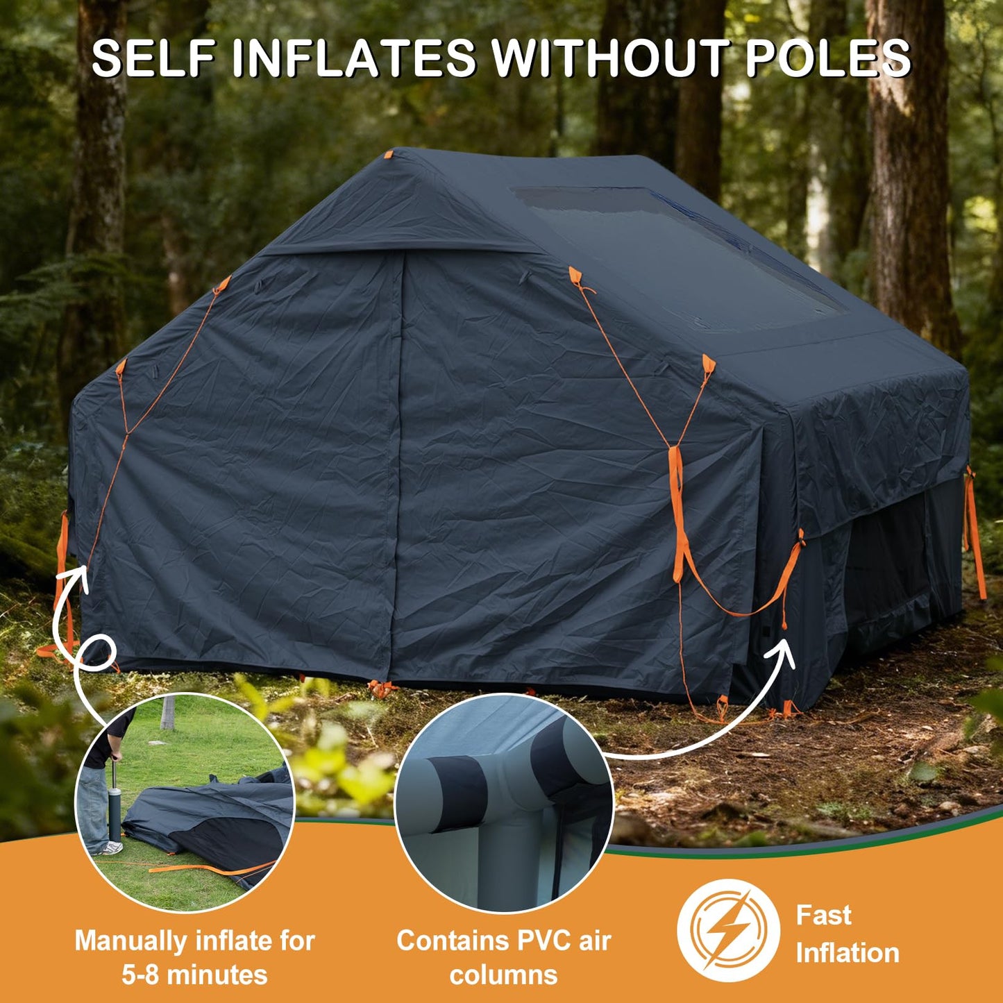Inflatable Tents for Camping,Easy Blow Up Tent with Hand Pump,4 Seasons Waterproof Air Inflatable Camping Tent House for Family Weekend Camping