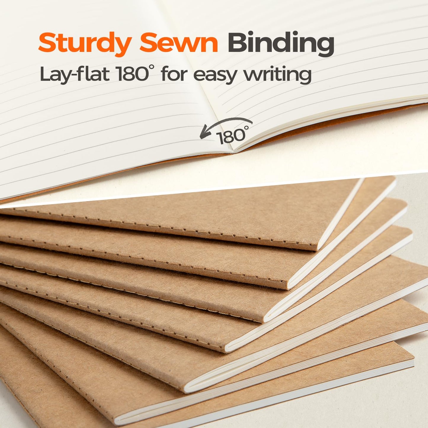 50 Pack Kraft Notebooks Bulk A5, 60 Pages Lined Ruled Journals, 8.3x5.5 Inches, Natural Kraft Cover Composition Notebooks for School Office Students Artists