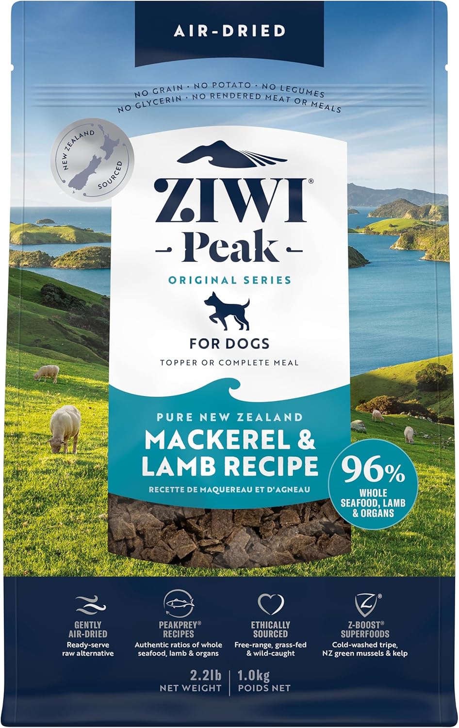 ZIWI Peak Air-Dried Dog Food Bundle - All Natural, High Protein, Grain Free & Limited Ingredient with Superfoods (Beef, Lamb & Chicken, 16oz Each)