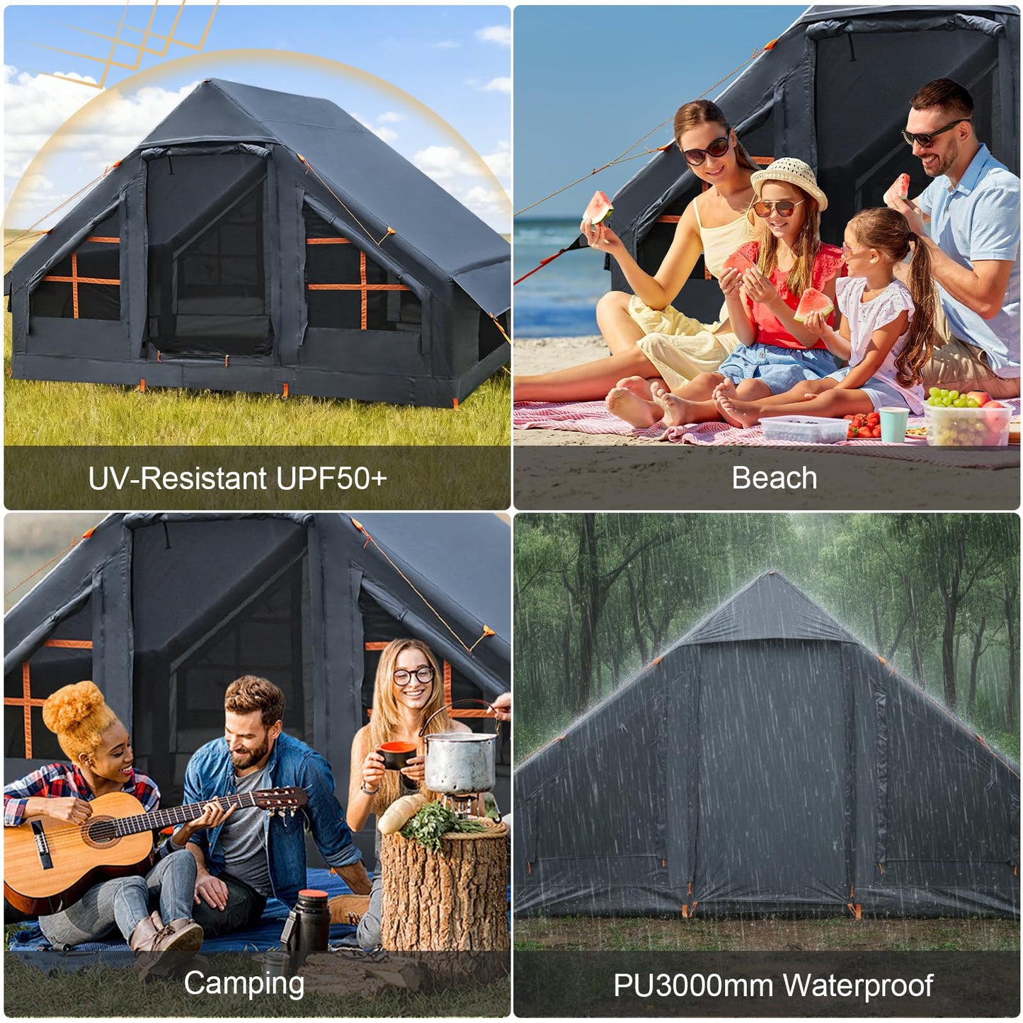 Inflatable Tents for Camping,Easy Blow Up Tent with Hand Pump,4 Seasons Waterproof Air Inflatable Camping Tent House for Family Weekend Camping