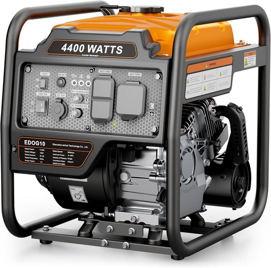 EFURDEN 4400-Watts Portable Inverter Generator, Open Frame Generator Gas Powered, Cold Start Technolog, with ECO Mode and Fuel Gauge, Home Backup Power