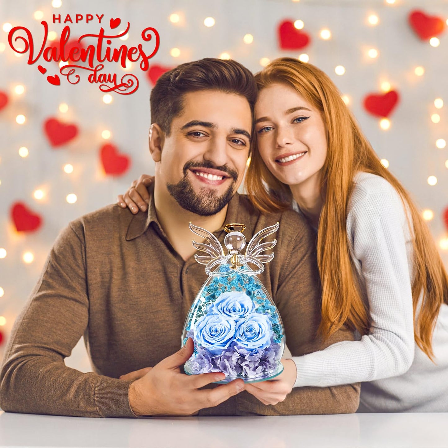 Beferr Mothers Day Mom Birthday Gifts for Women, Fresh Flowers for Delivery Forever Preserved Rose in Glass Angel Figurine, Anniversary Christian Real Rose for Grandma Nana Wife Mum from Daughter Son