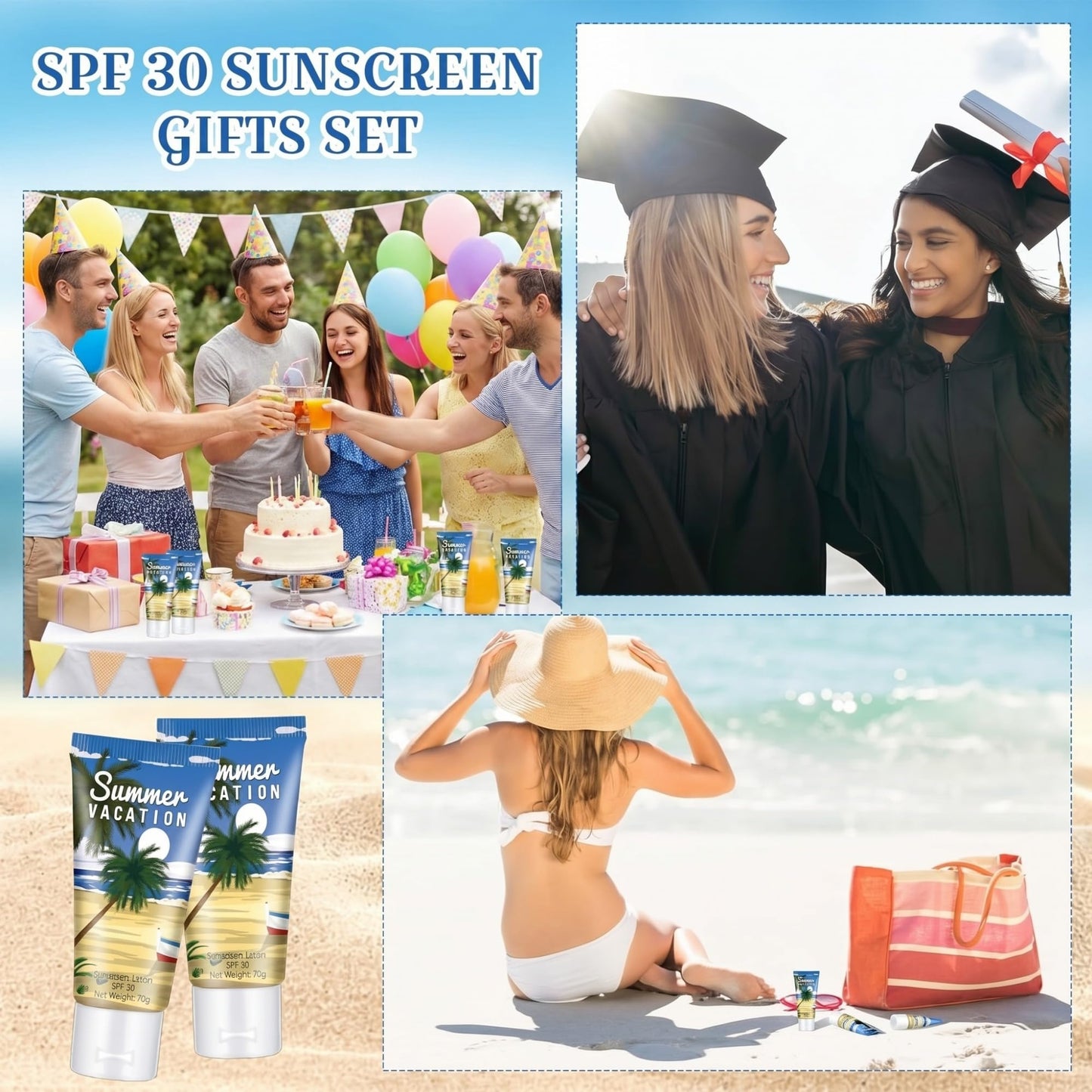 48 Pcs Mini Sunscreen Bulk for Summer Party Wedding SPF 30 Water Resistant Sunscreen Lotion Bulk 1oz Travel Size for Thank You Gifts Wedding Party Supplies (Eucalyptus)
