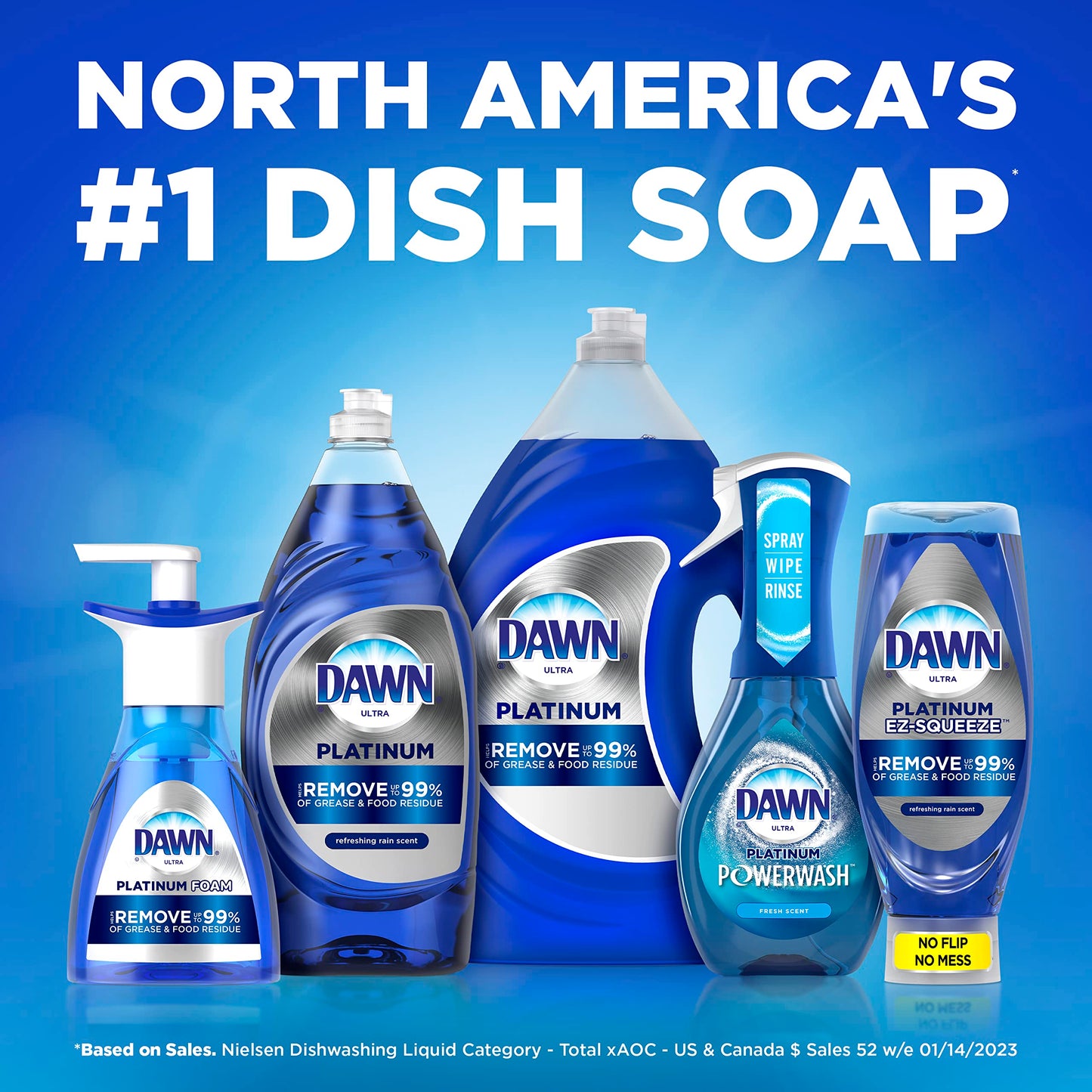 Dawn Platinum Refill Jug Dish Soap, Fresh Rain Scent Liquid Dishwashing Detergent Powerful Dawn Dish Soap for Tough Grease Removal Dishwashing Liquid Value Pack, 51.5 oz (Pack of 2)