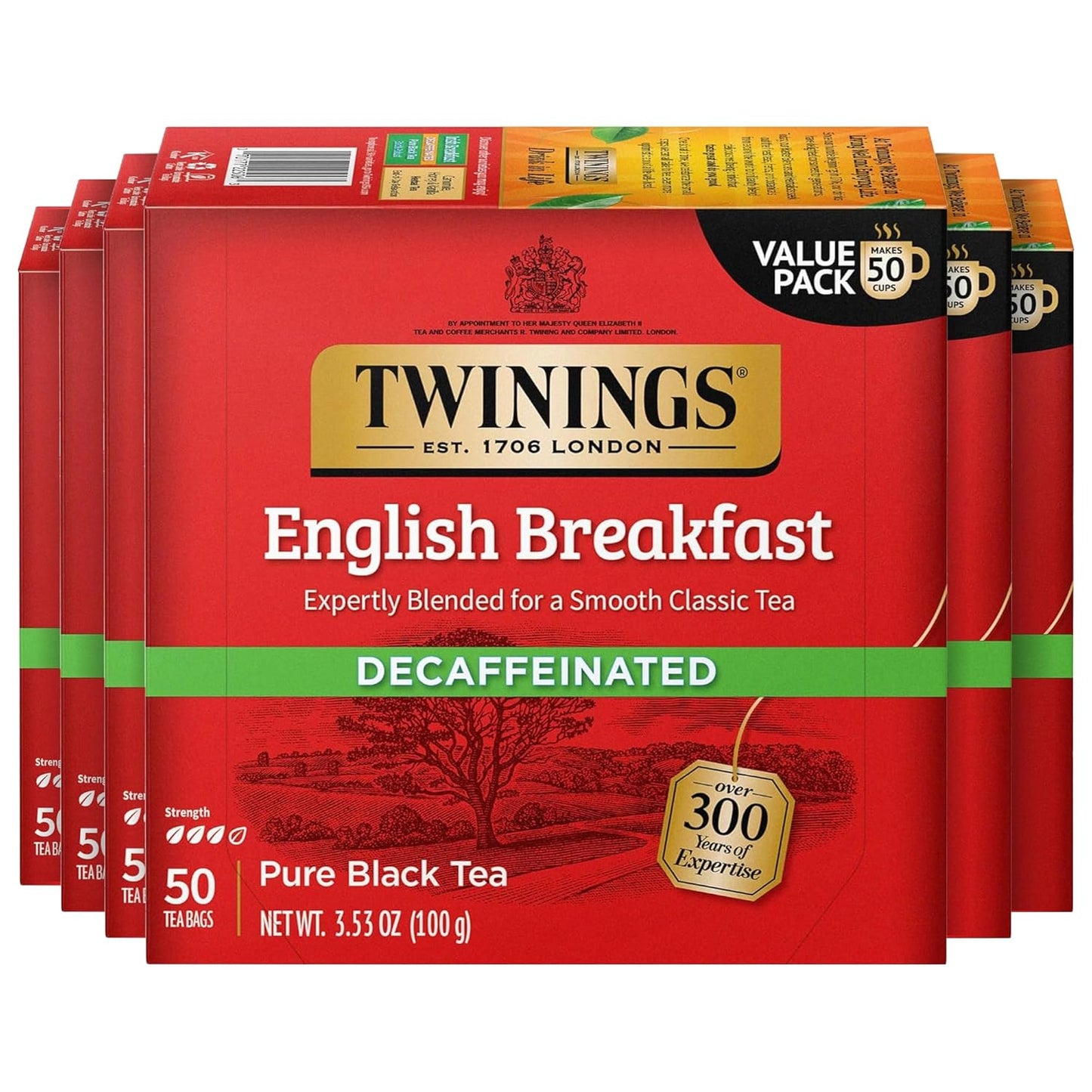 Twinings Pure Green Tea Individually Wrapped Bags, 100 Count (Pack of 1), Smooth & Refreshing, Caffeinated, Enjoy Hot or Iced, 100 Teabags