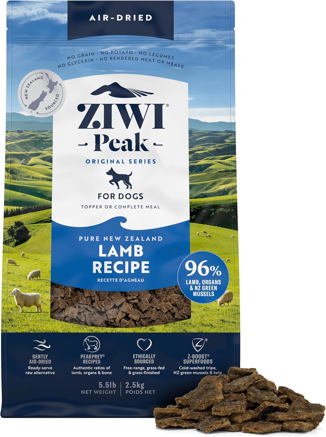 ZIWI Peak Air-Dried Dog Food Bundle - All Natural, High Protein, Grain Free & Limited Ingredient with Superfoods (Beef, Lamb & Chicken, 16oz Each)
