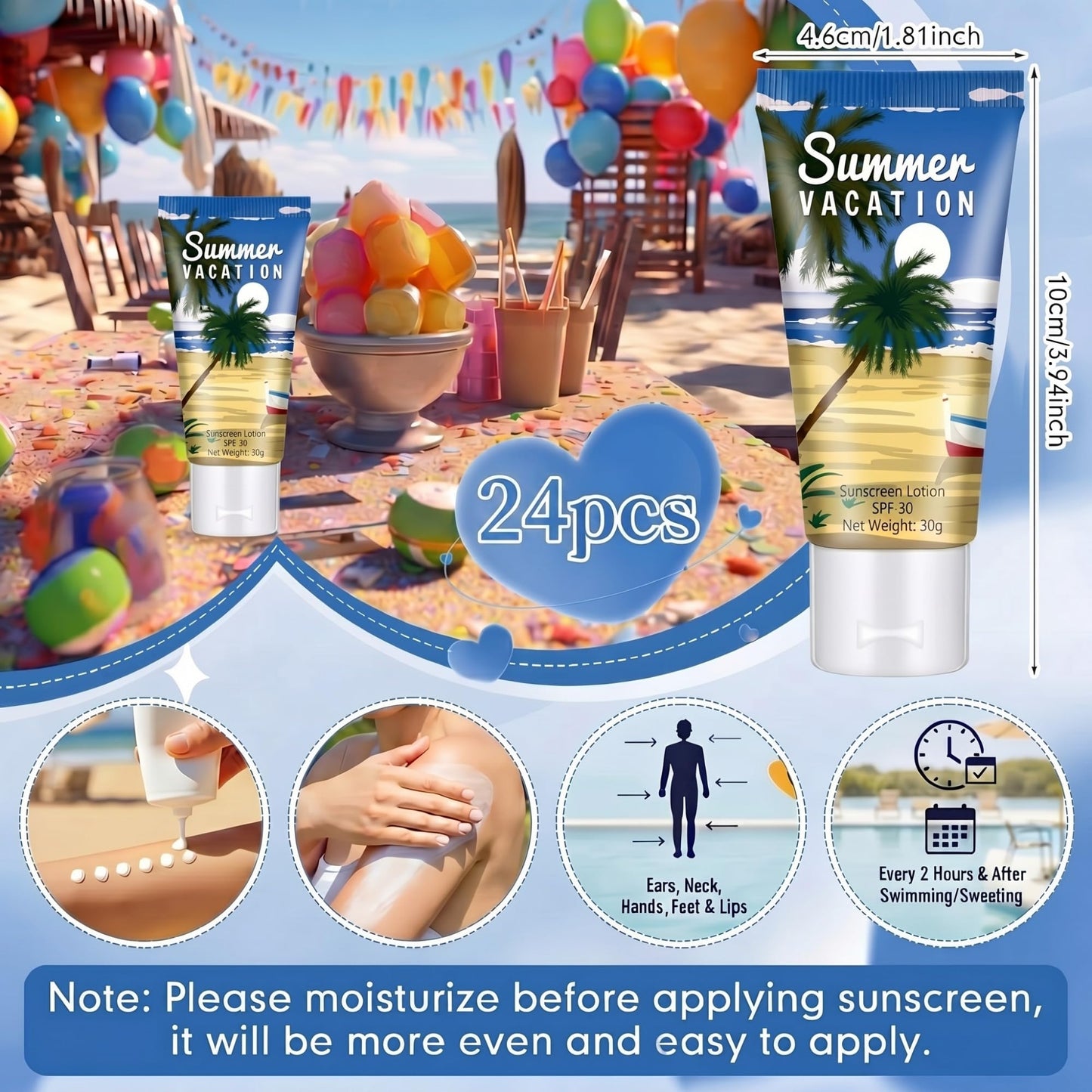 48 Pcs Mini Sunscreen Bulk for Summer Party Wedding SPF 30 Water Resistant Sunscreen Lotion Bulk 1oz Travel Size for Thank You Gifts Wedding Party Supplies (Eucalyptus)
