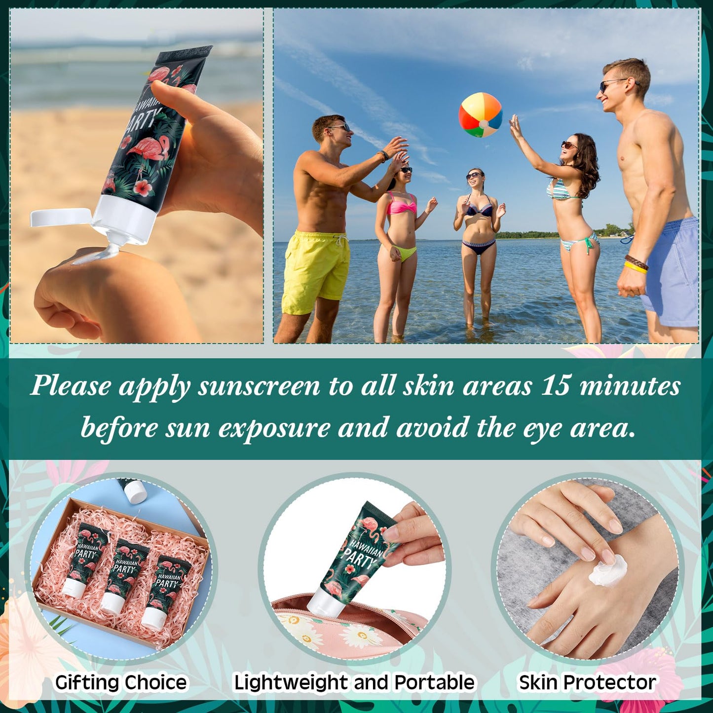 48 Pcs Mini Sunscreen Bulk for Summer Party Wedding SPF 30 Water Resistant Sunscreen Lotion Bulk 1oz Travel Size for Thank You Gifts Wedding Party Supplies (Eucalyptus)
