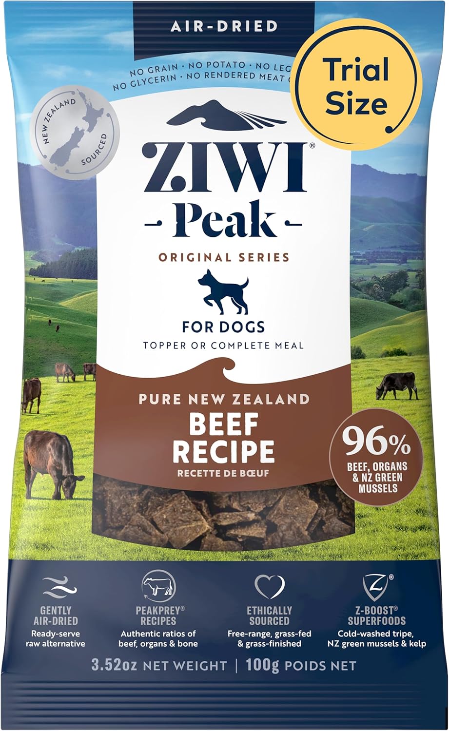 ZIWI Peak Air-Dried Dog Food Bundle - All Natural, High Protein, Grain Free & Limited Ingredient with Superfoods (Beef, Lamb & Chicken, 16oz Each)