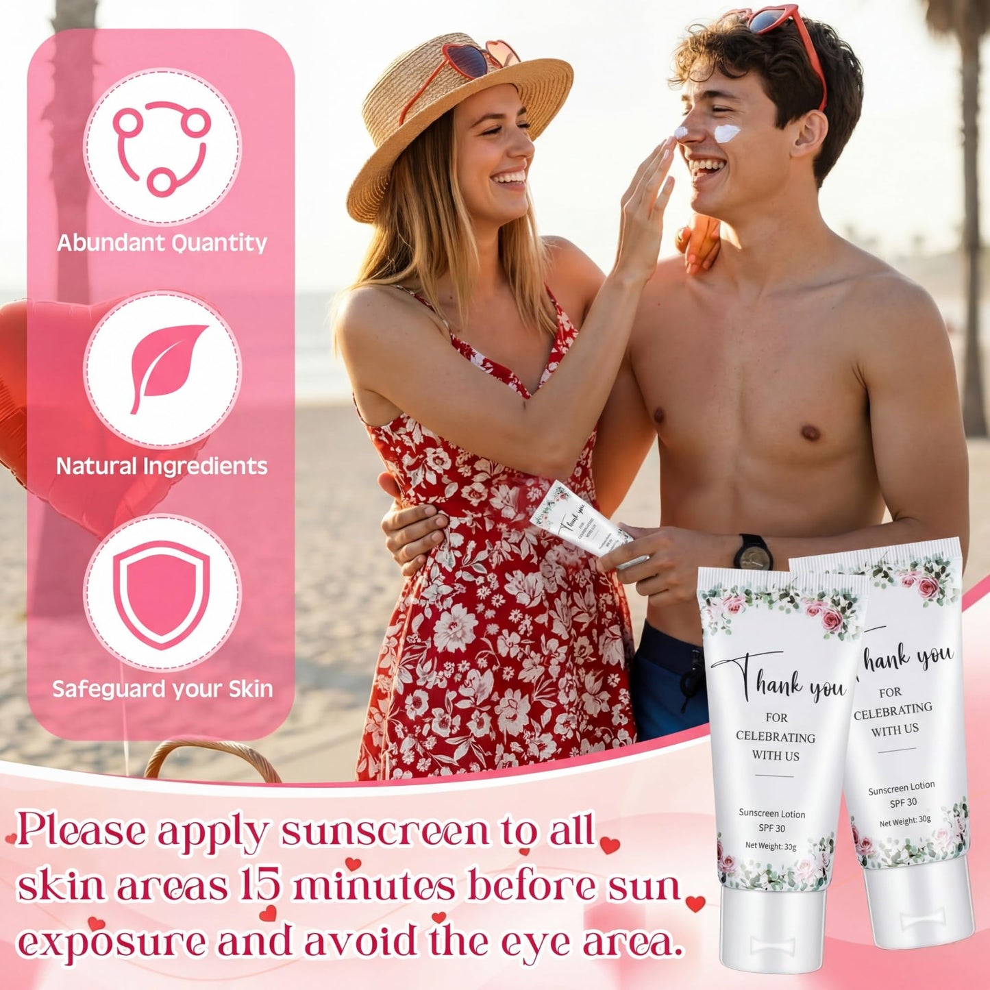 48 Pcs Mini Sunscreen Bulk for Summer Party Wedding SPF 30 Water Resistant Sunscreen Lotion Bulk 1oz Travel Size for Thank You Gifts Wedding Party Supplies (Eucalyptus)