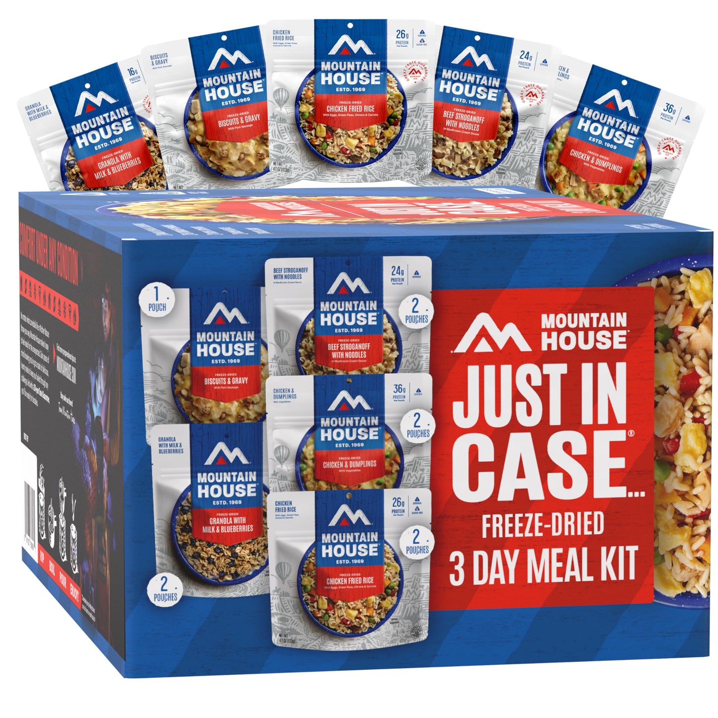 Mountain House Emergency Meal Assortment Kits, Freeze-Dried Survival Food Kit for Disaster Preparedness & Long-Term Storage, 30-Year Shelf Life