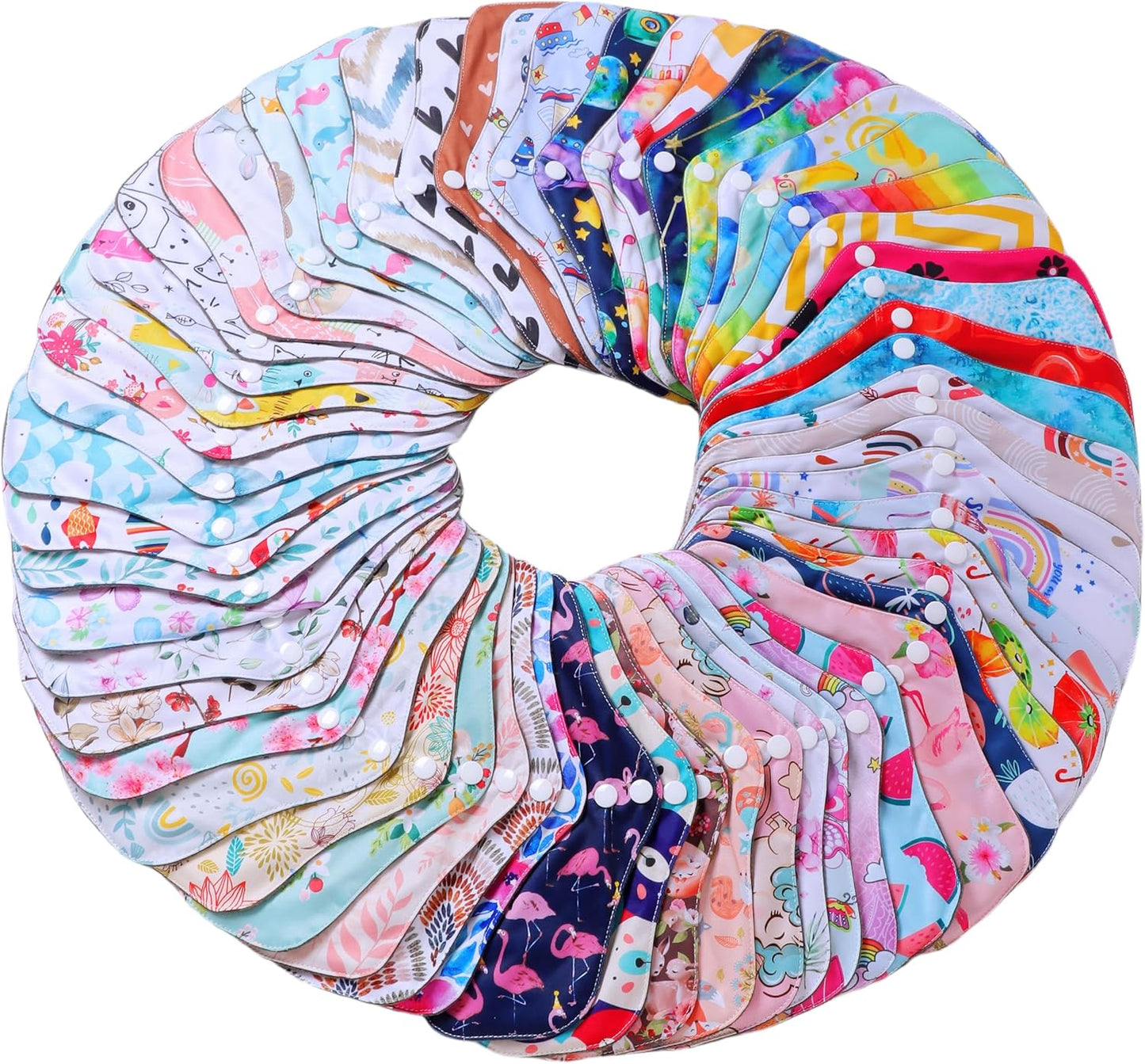 Large Random Prints Reusable Cloth Menstrual Pads Waterproof Sanitary Pads (5randompads)