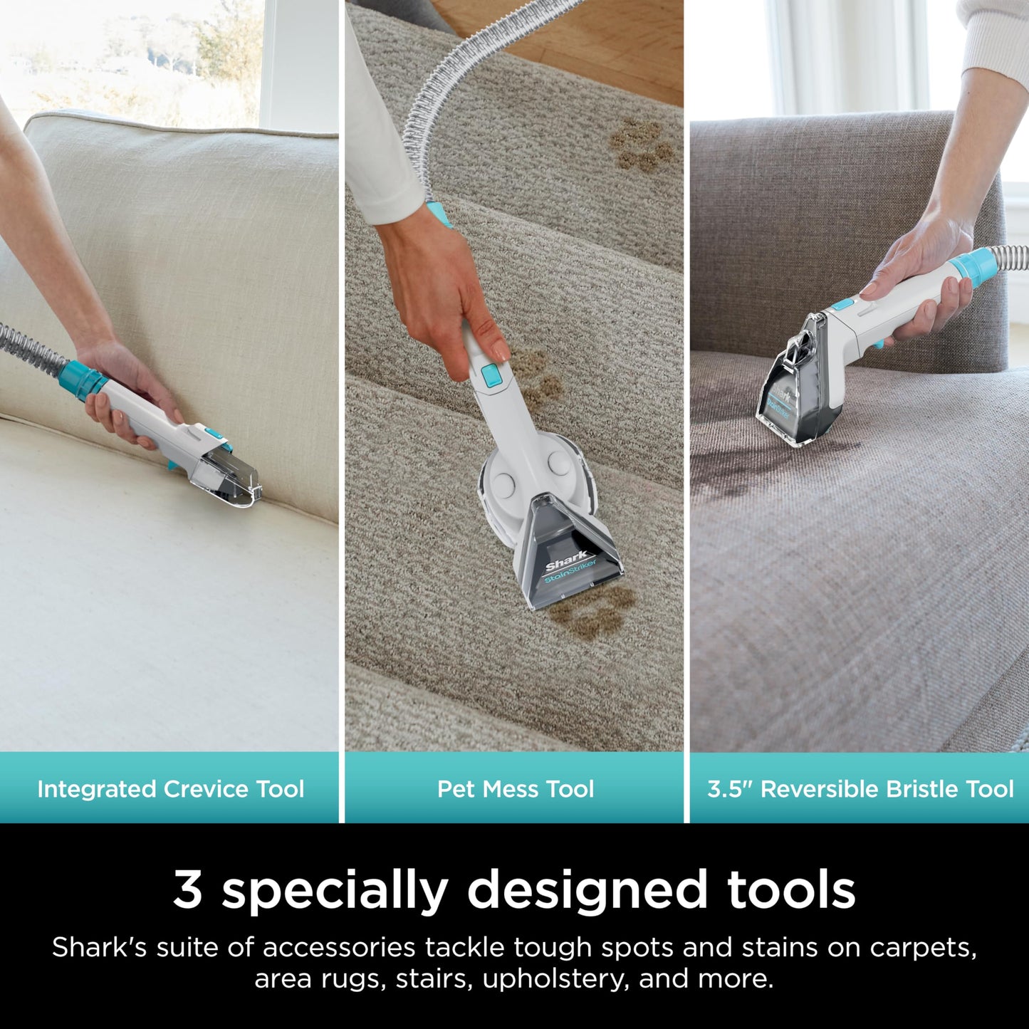 Shark StainStriker Portable Carpet Upholstery & Area Rug Cleaner, Stain & Odor Remover, Perfect for Car Interiors, Nordic Blue, PX202BRN