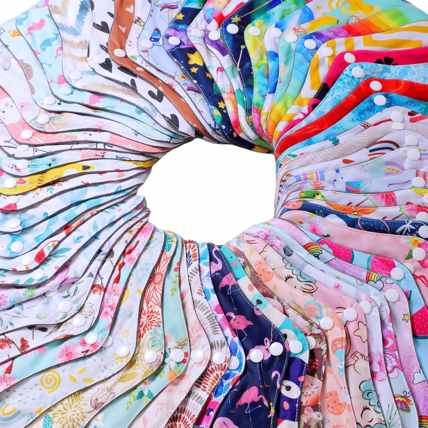 Large Random Prints Reusable Cloth Menstrual Pads Waterproof Sanitary Pads (5randompads)