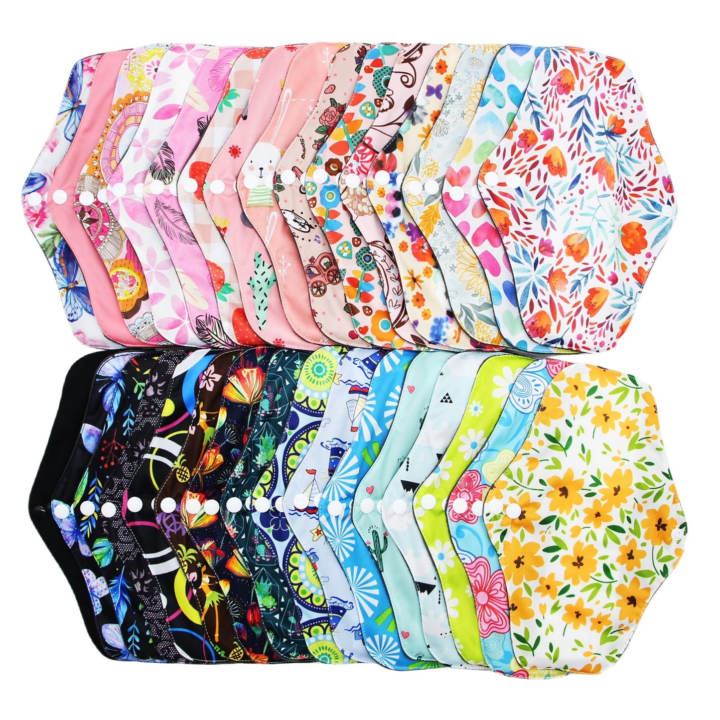 Large Random Prints Reusable Cloth Menstrual Pads Waterproof Sanitary Pads (5randompads)