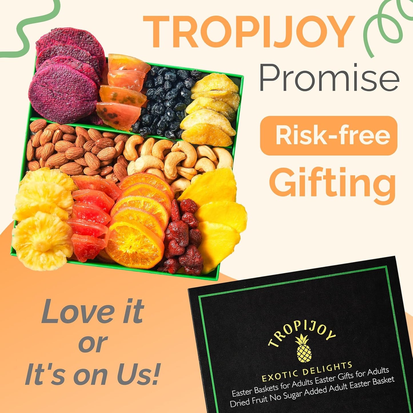 Dried Fruit Gift Basket – 11 Tropical Flavor Mothers Day Gifts for Mom | 20oz Soft Dried Fruit Basket Gift - Dried Fruit and Nuts Gift Basket Dry Fruits Gift Box - Healthy Food Gifts for Women Mom Dad