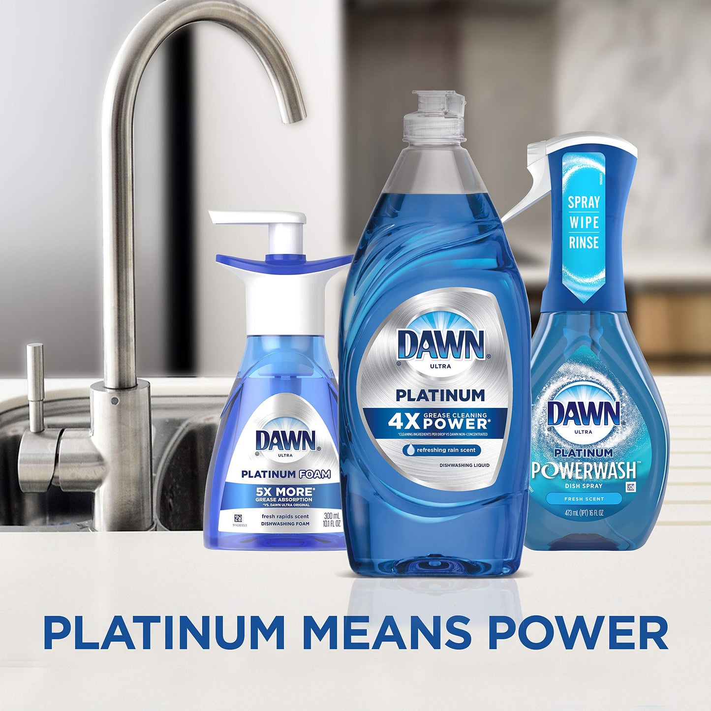 Dawn Platinum Refill Jug Dish Soap, Fresh Rain Scent Liquid Dishwashing Detergent Powerful Dawn Dish Soap for Tough Grease Removal Dishwashing Liquid Value Pack, 51.5 oz (Pack of 2)
