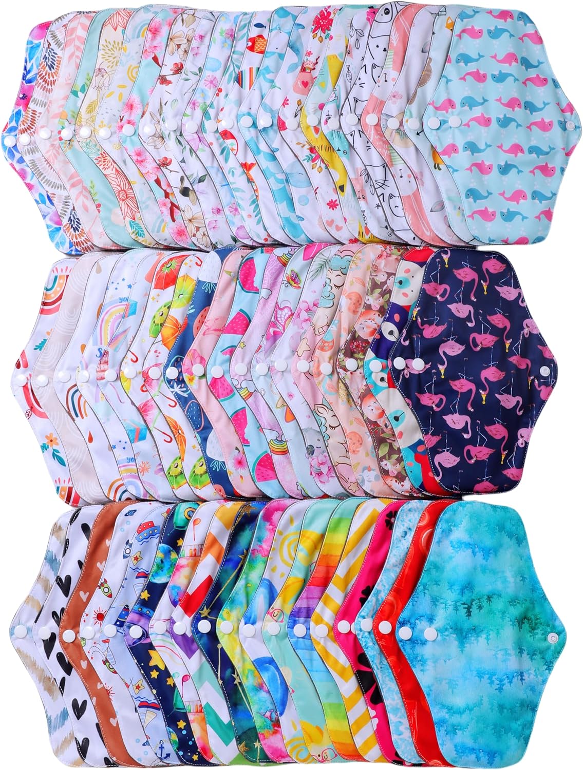 Large Random Prints Reusable Cloth Menstrual Pads Waterproof Sanitary Pads (5randompads)