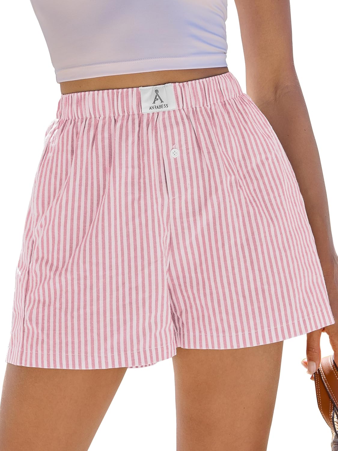 ANRABESS Boxer Shorts for Women Gingham Pajama 2026 Summer Casual Lounge Sleep Plaid Shorts Y2K Beach Bottoms