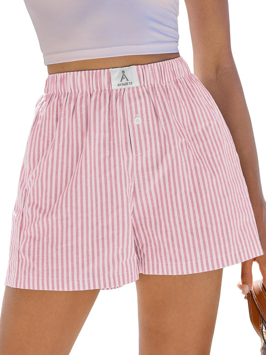 ANRABESS Boxer Shorts for Women Gingham Pajama 2026 Summer Casual Lounge Sleep Plaid Shorts Y2K Beach Bottoms