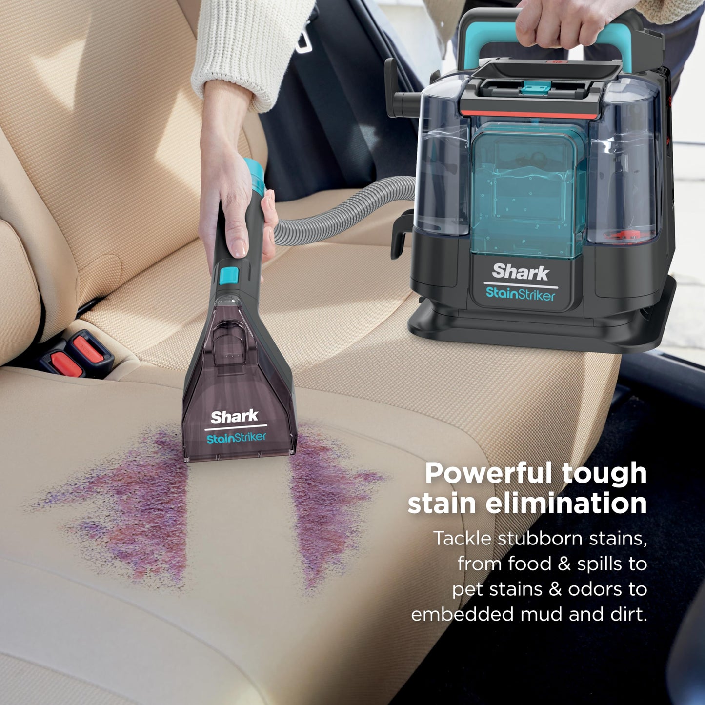 Shark StainStriker Portable Carpet Upholstery & Area Rug Cleaner, Stain & Odor Remover, Perfect for Car Interiors, Nordic Blue, PX202BRN